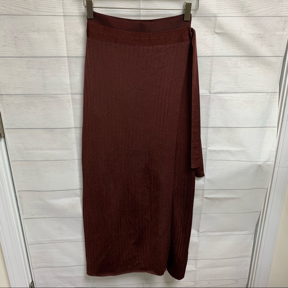 NWT Free People Calista Ribbed Maxi Skirt in Brown